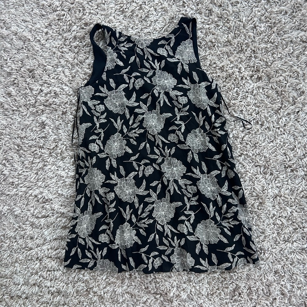 Abercrombie & Fitch Black Backless Tank with Cream Floral Print